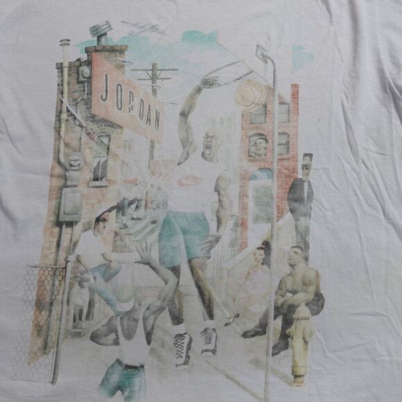 Vintage Jordan Shirt XL White Mark Ryden Hoop Heroes 90s - Picture 1 of 12